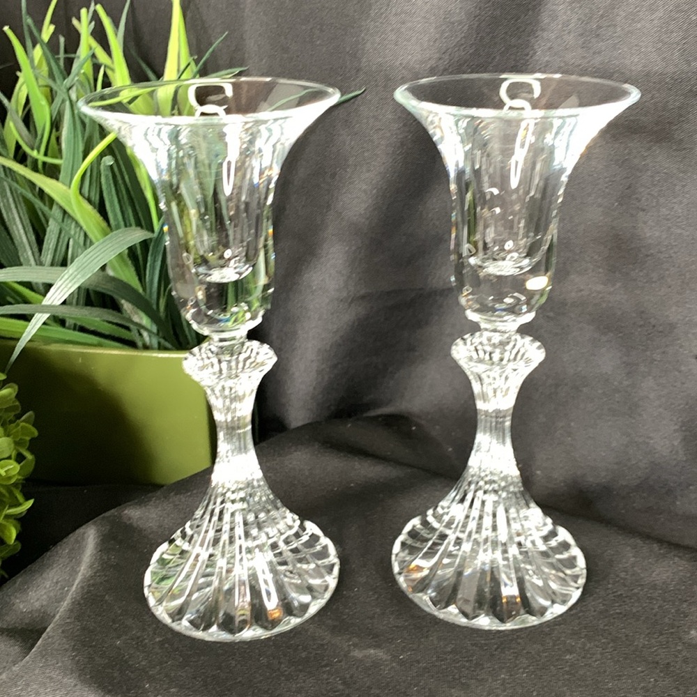 Set of 2 Mikasa “The Ritz” crystal candle holders / candlesticks